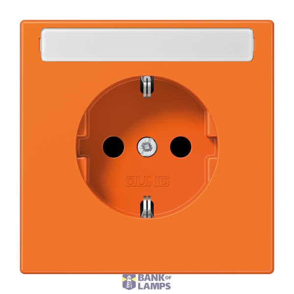 Central plate for SCHUKO® sockets with labeling field, Duroplast, LS series, orange (for ZSV) image 1
