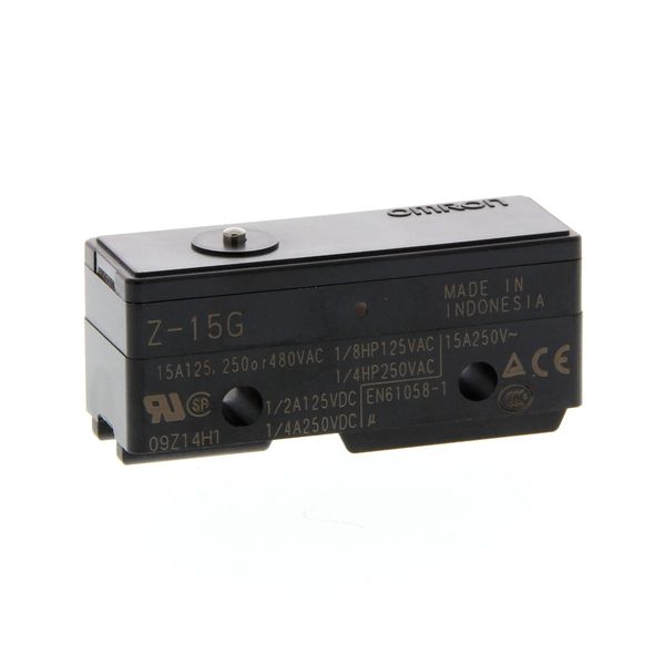 General purpose basic switch, pin plunger, SPDT, 15 A, solder terminal Z15G1324F image 1