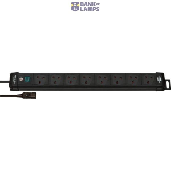 Premium-Multi-Line extension lead 8-way 2m H05VV-F 3G1,25 black with IEC-Plug 10A / 250V *GB* image 1