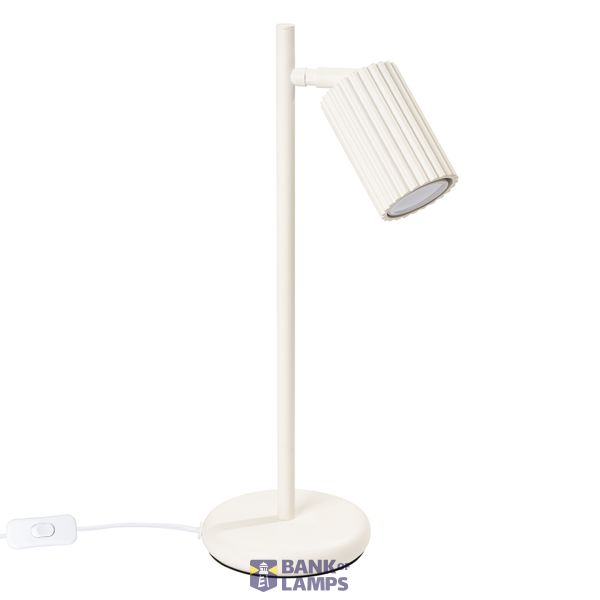 STYLISH CARBON DESK LAMP WITH A GROOVED BEIGE LAMPSHADE AND A SWITCH ON THE CABLE image 2