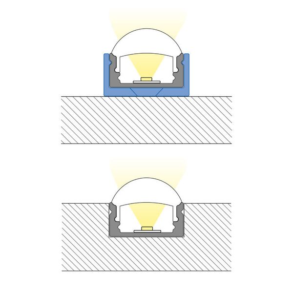 Adjacent aluminum profile PR, 17x13 mm with lens, clear diffuser, complete, 2 m image 1