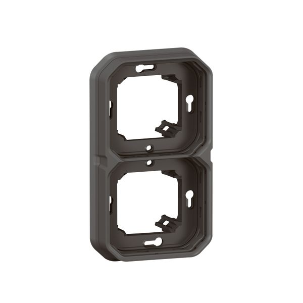 PLEXO 2 GANG HORIZONTAL AND VERTICAL FLUSH MOUNTING SUPPORT FRAME - ANTHRACITE image 1