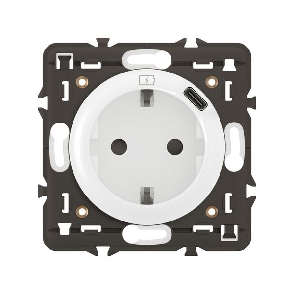 SOCKET 2P+E SCHUKO USB C TYPE WHITE image 3