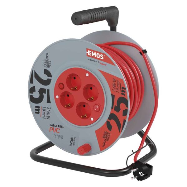 PVC Extension Cord Reel– 4 sockets, 25m, 1,5mm2 SCHUKO image 1