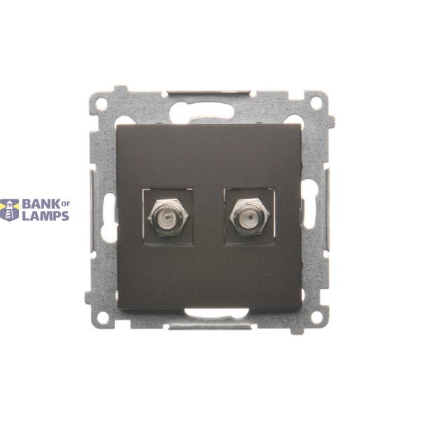 Double aerial socket type "F", Bronze matt, metalic image 1