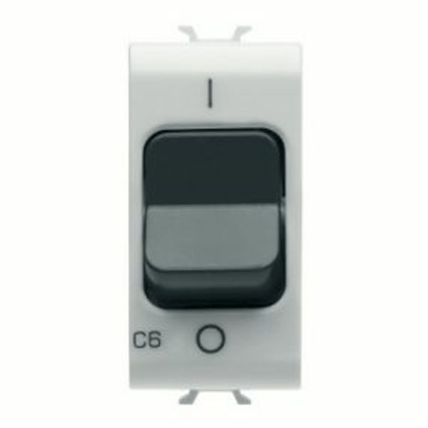 MINIATURE CIRCUIT BREAKER - C CHARACTERISTIC - 1P+N 6A 230Vac - 1 MODULE - SATIN WHITE - CHORUSMART image 1
