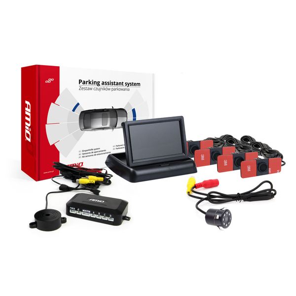 Parking assistant system TFT02 4,3" with HD-307-IR 4 sensors black inside mount image 1