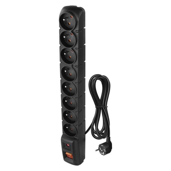 Surge Protector – 8 sockets, 1,5m, black image 1