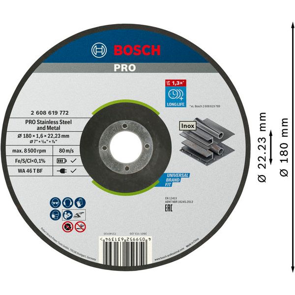 Standard for Inox Depressed Cutting Disc 180 x 1.6 x 22.23 mm image 3