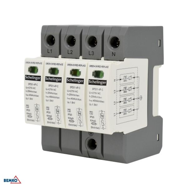 SURGE PROTECTOR 4P 20kA(8/20) CLASS T2 (C) SCHELINGER image 1