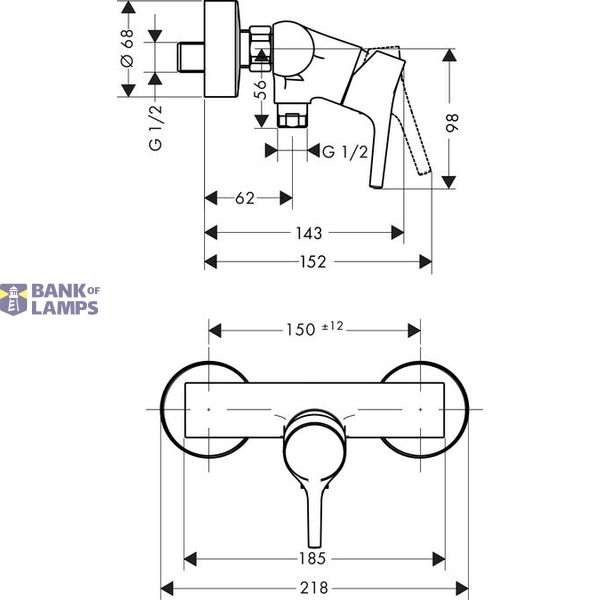 Talis S shower mixer, chrome image 1