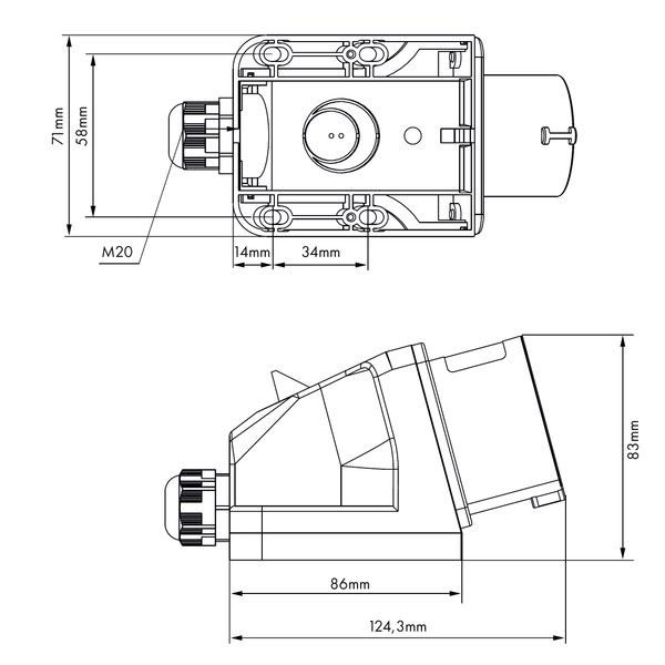 CEE-Wall mounted plug, 5-pole, 16A, 400V, IP44 image 4