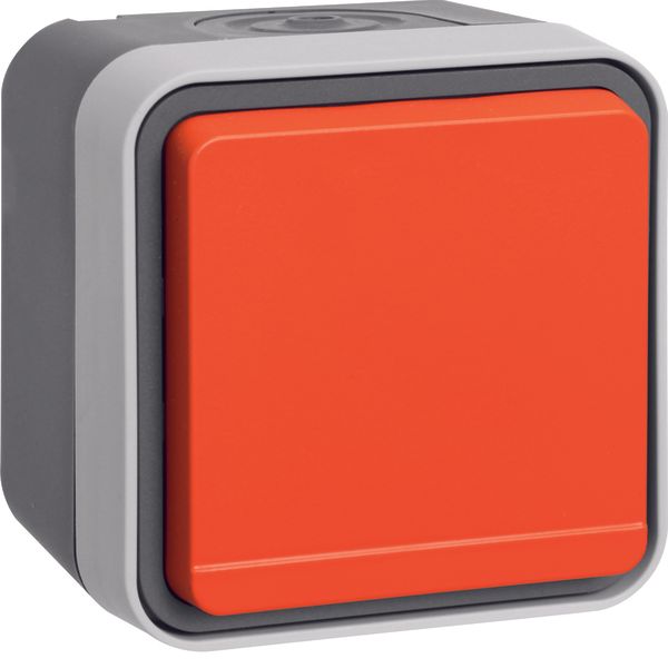 SCHUKO soc. out. orange hinged cover surface-mtd, W.1, grey/light grey image 1