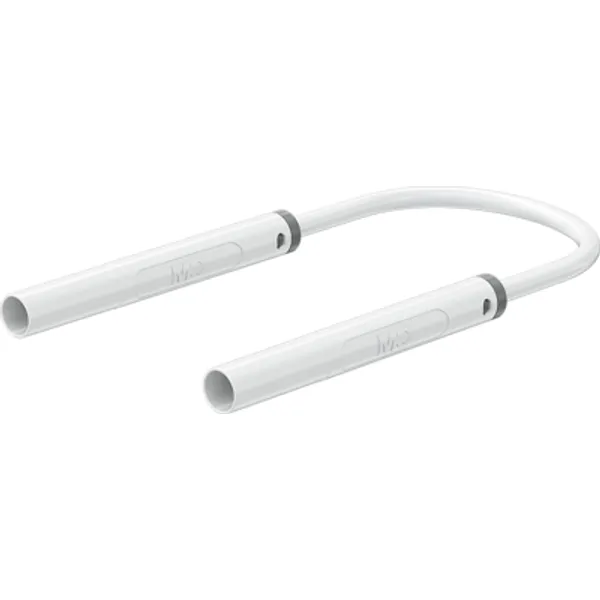 Safety measuring lead with (4 mm lamella plug, straight) to (4 mm lamella plug, straight), 0.5 m, white, PVC, 2.5 mm², CAT II, 66.1055-05029 image 1
