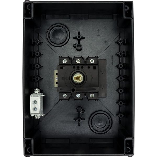 P3-100/I5/SVB/HI11 Main switch, P3, 100 A, surface mounting, 3 pole, 1 N/O, 1 N/C, Emergency switching off function, With red rotary handle and yellow locking ring, Lock image 53