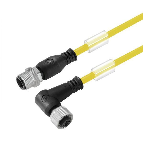 Sensor/actuator line, Connecting line, M12 / M12, Number of poles : 3, 10 m, pin, straight - socket, 90&deg;, Shielded: No, LED: No, Sheath material: PUR, Halogen: No image 1