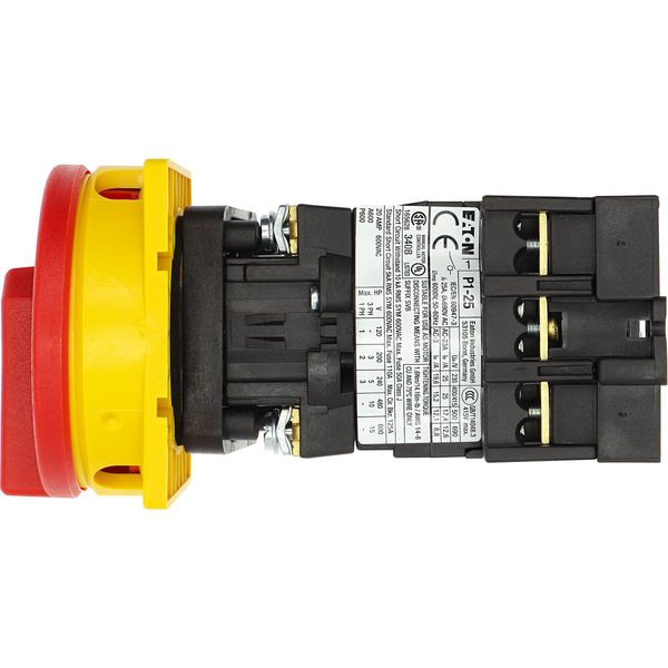 P1-25/V/SVB Main switch, P1, 25 A, rear mounting, 3 pole, Emergency switching off function, With red rotary handle and yellow locking ring, Lockable in the 0 (Off image 34