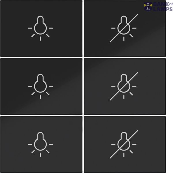 KNX pushbutton cover, 6-V, light on/off, A.x/C.x, night black glossy. image 1