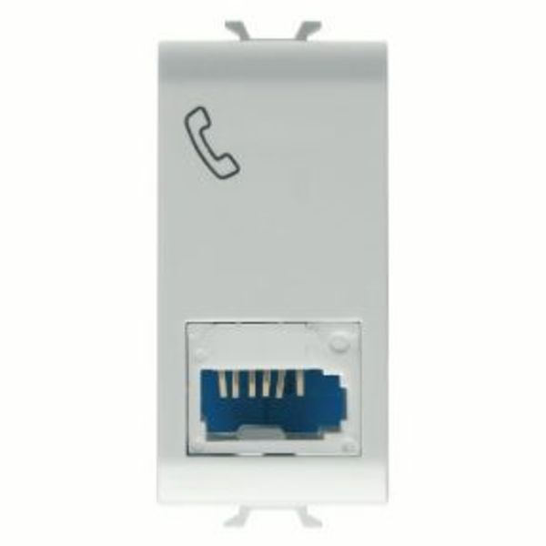 BRITISH STANDARD TELEPHONE SOCKET - 6 CONTACTS - SCREW-ON TERMINALS - 1 MODULE - SATIN WHITE - CHORUSMART image 1