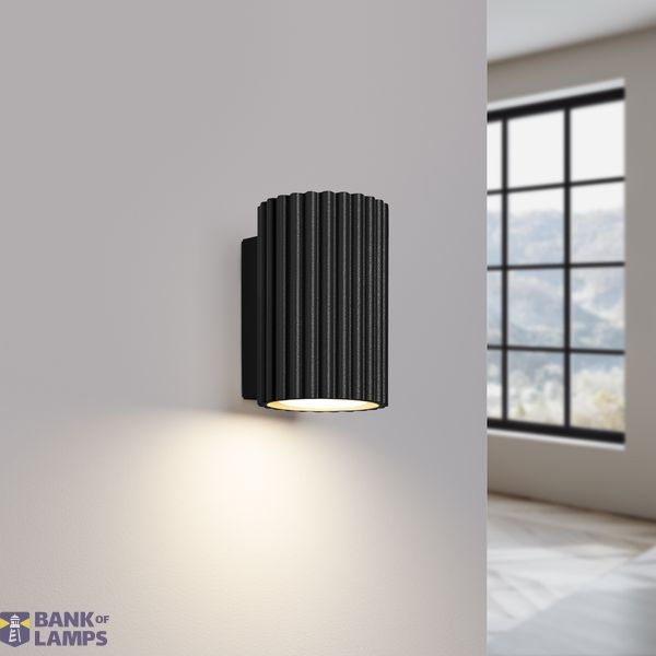 STYLISH BLACK WALL LAMP FOR HALLWAY FROM THE CARBON SERIES, GROOVED, GU10 LAMPSHADE image 10