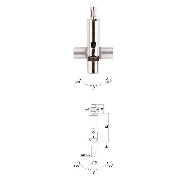 Adjustable flexible suspension cable holder with M4 thread, nickel-plated brass image 1