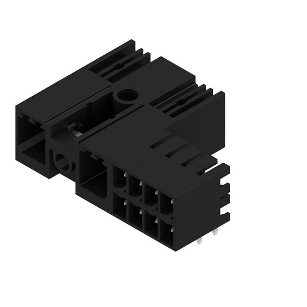PCB plug-in connector, male header, closed side, Middle screw flange, THT solder connection, 7.62 mm, Number of poles: 2, 90°, Solder pin length (l): 3.5 mm, tinned, black, Box image 3