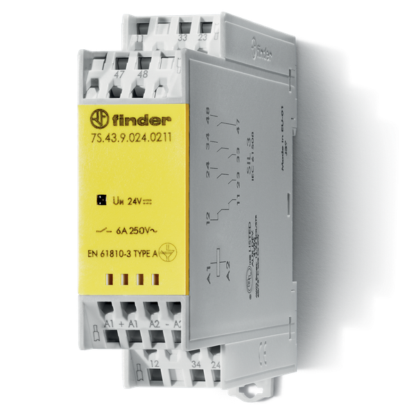 Mod.relay forcibly guided contacts 22,5mm/6A 24VDC 2NO+1NC+AUX/AgNi+Au (7S.43.9.024.0211) image 2