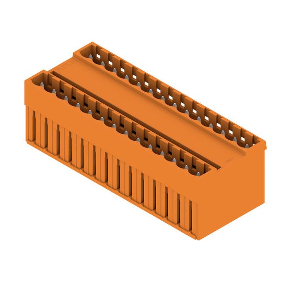 PCB plug-in connector, male header, closed side, THT solder connection, 5.00 mm, Number of poles: 28, 180°, Solder pin length (l): 3.2 mm, tinned, orange, Box image 2