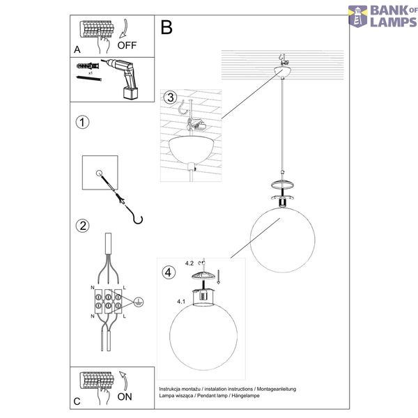 HANGING LAMP UGO 30 GOLD E27 1X60W IP20 image 7