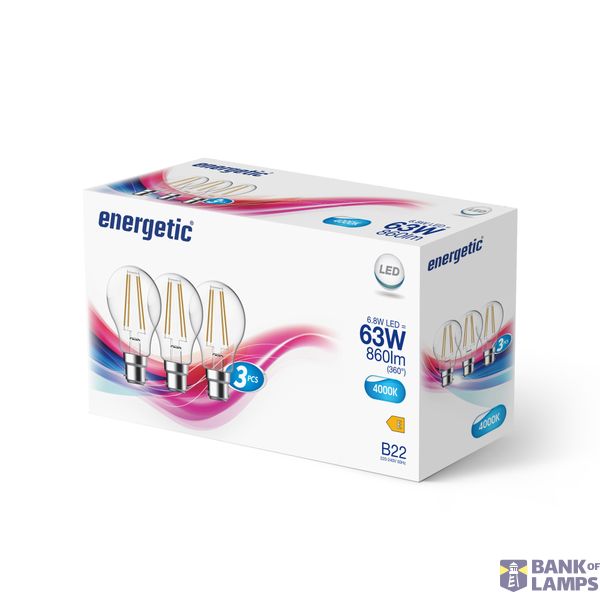 Light Bulb Clear B22 | 3-pack | A60 | 4000 Kelvin | 860 Lumen image 2