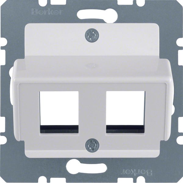 Central plate 2gang for AMP jacks, com-tech, p. white glossy image 2