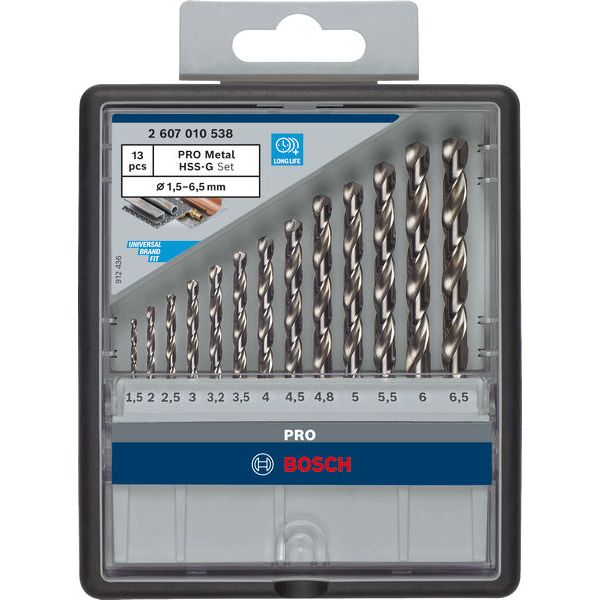 13-piece Robust Line metal drill bit set HSS-G, 135° 1,5; 2; 2,5; 3; 3,2; 3,5; 4; 4,5; 4,8; 5; 5,5; 6; 6,5 mm, 135° 13 pcs. image 3