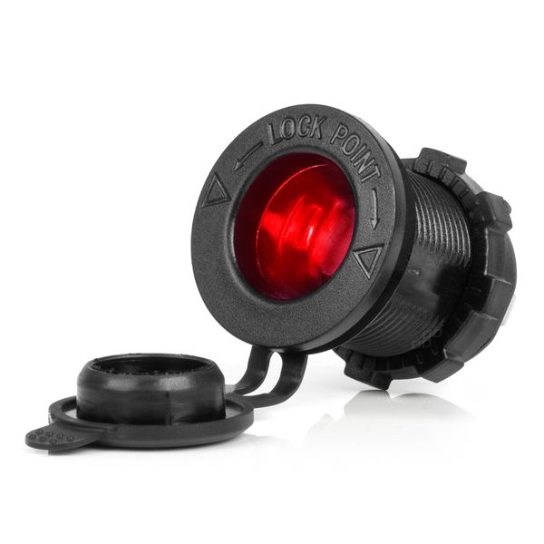 Waterproof Car Cigarette Lighter Socket with RED LED Backlight 12/24V AMIO-04219 image 1