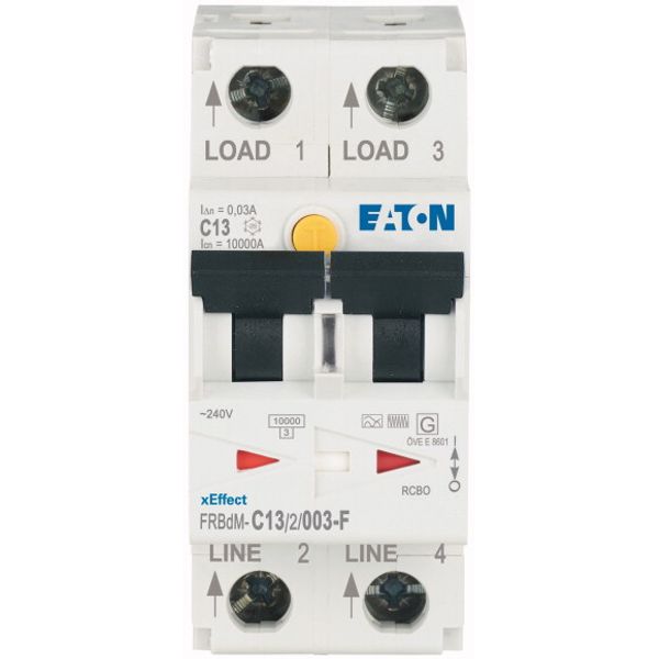 Digital RCD/MCB combination, 13 A, 30 mA, MCB trip characteristic: C, 2p, RCD trip characteristic: F image 1
