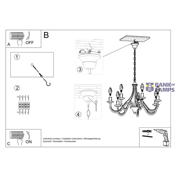 MINERVA CHANDELIER 5 BLACK E14 5X40W IP20 image 7