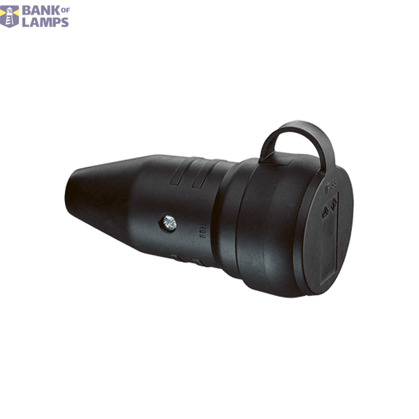 SCHUKO rubber connector, black, with collar, IP44 image 1