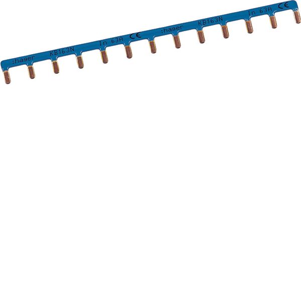 Insulated busbar 1P 63A prong 10mm² blue 13M image 1