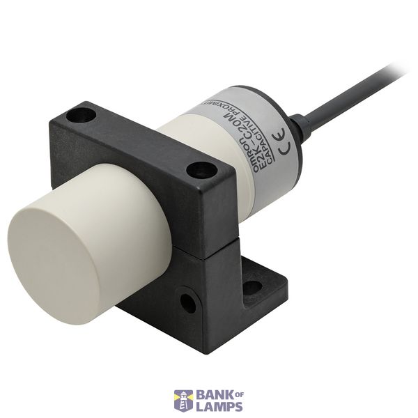 E2K 5063F Proximity sensor, capacitive, 34 mm dia, unshielded, 20 mm, AC/DC, 2-wire, NO, 2 m cable E2K 5063F image 1