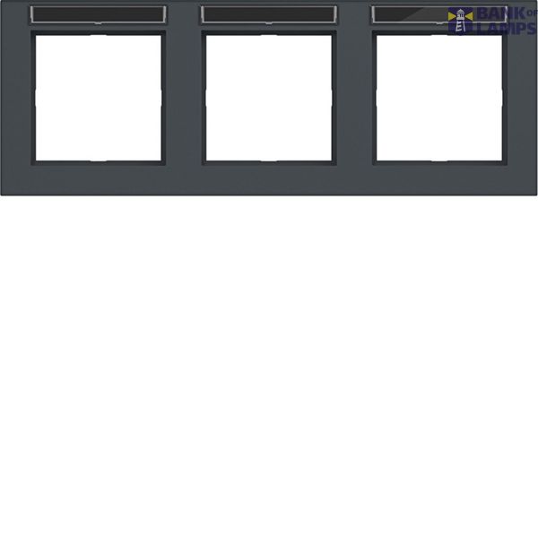 Cover frame 3-way horizontal, text field, A.1, anthracite image 1