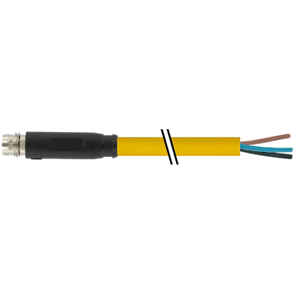 M8 male 0° A-cod. snap-in with cable PUR 3x0.25 ye+robot+dragch. 1.5m image 1