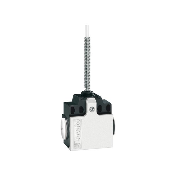 Limit switch, K series, wobble stick, omnidirectional, 2 side cable entry. Dimensions compatible to EN 50047, metal body, contacts 1NO+1NC snap action. Semirigid rod image 1