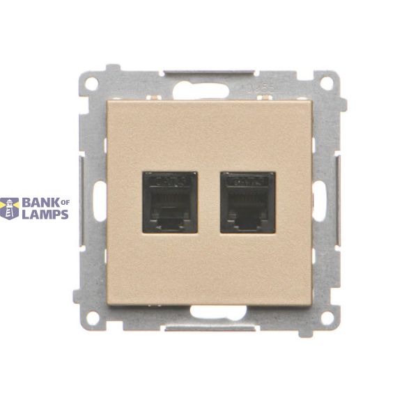 RJ12 double telephone socket, champagne matt image 1