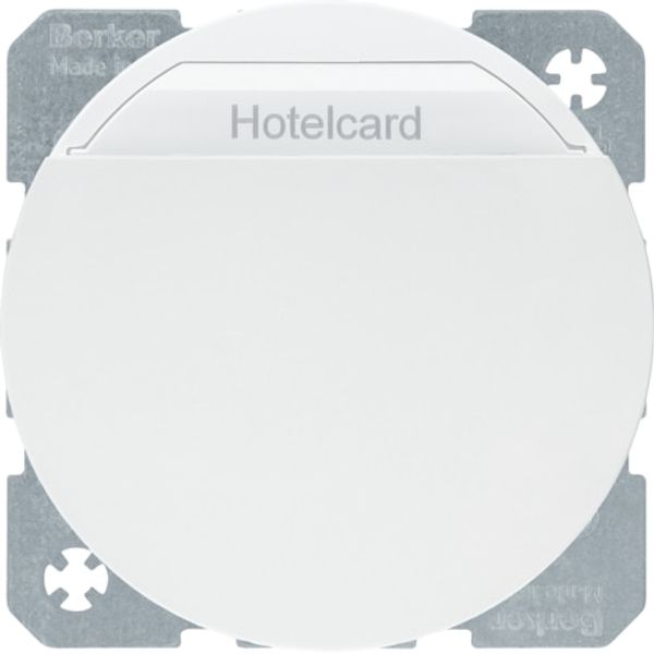 Switching relay with central part for hotel card, Berker R.1/R.3, white, gloss image 1