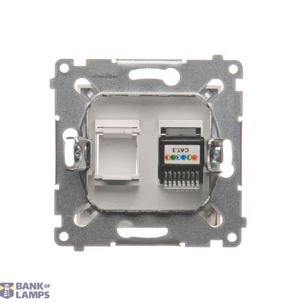 Double angled cover for ICT sockets for "Panduit" with descriptive field, (module), beige image 1