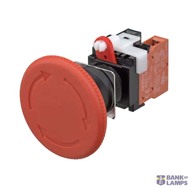 Emergency stop switch, non-illuminated, 60 mm dia., push-lock/turn-reset, 1NC A22E7012F image 1
