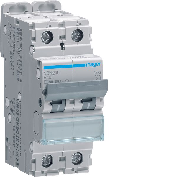 MCB 2P 10kA/15kA B-40A 2M image 1