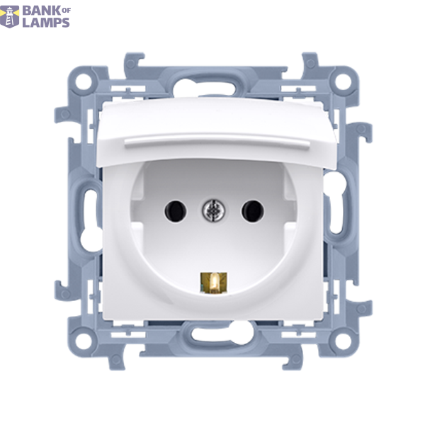 IP44 socket outlet with seal, with Schuko earthing - same color flap & cover, 16A, white image 1