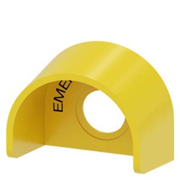 Protective collar for emergency stop mushroom pushbutton, yellow, plastic image 1