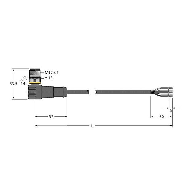 Actuator and Sensor Cable, PUR Connection Cable   WSC5T-3/TXL image 1