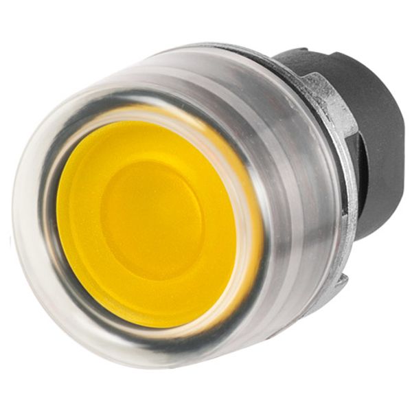Guarded push-button, illuminated, yellow, rubber cap image 1